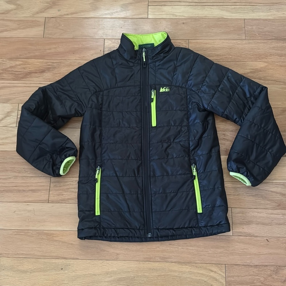 REI | Black/Lime Green | Light Weight Boys Jacket | size M